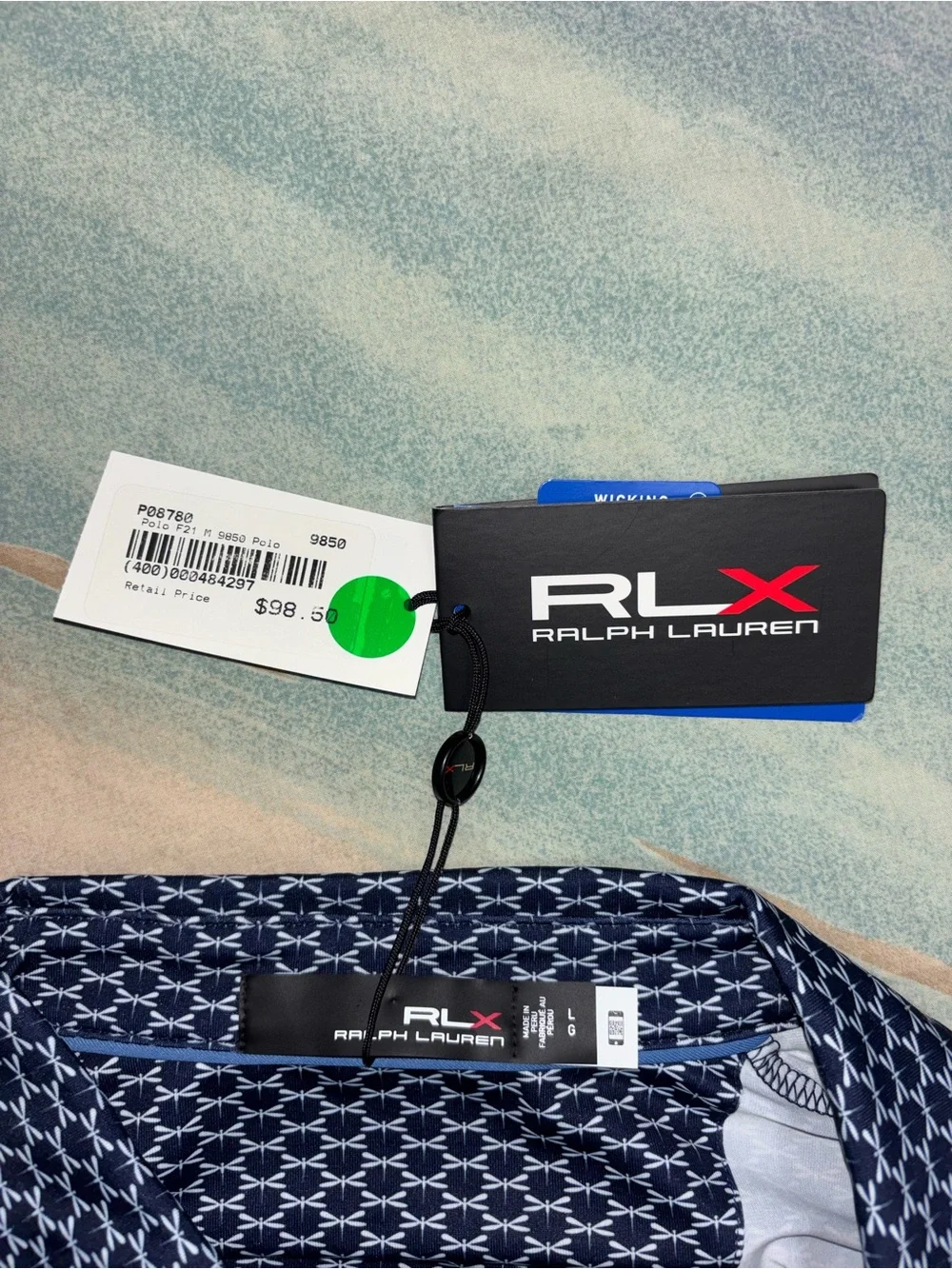 RLX Ralph Lauren Golf Wicking Performance Polo Shirt Navy Blue Men's size L NWT